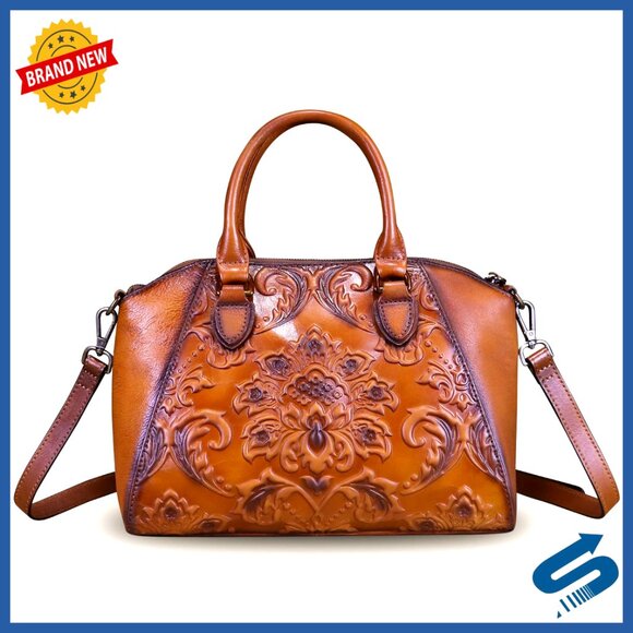 Large Genuine Leather Hobo Satchel Crossbody Bag with Adjustable Strap